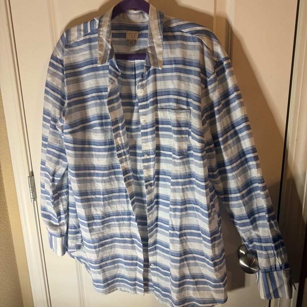 Blue and White Striped Shirt